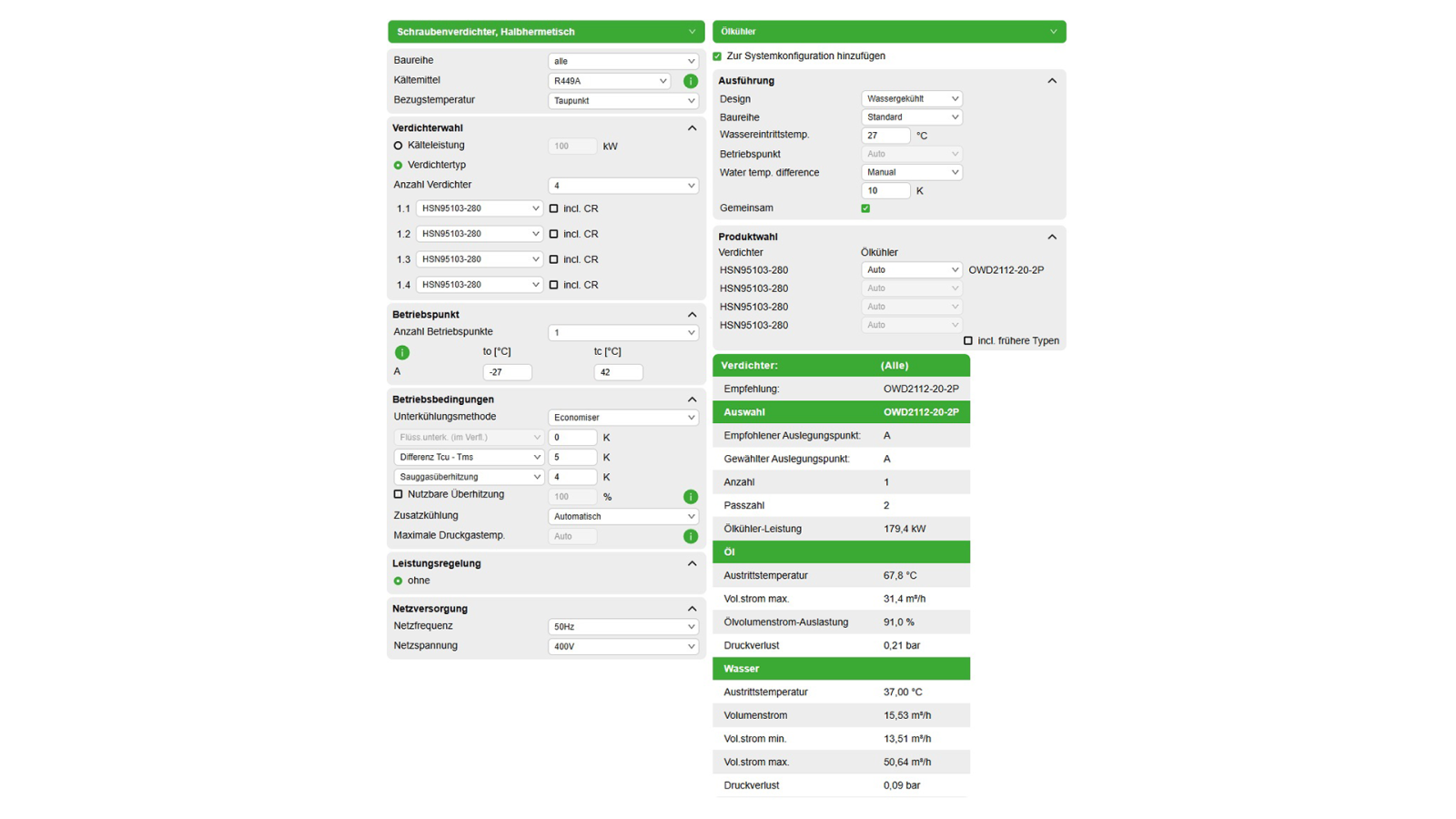 Auslegung BITZER SOFTWARE